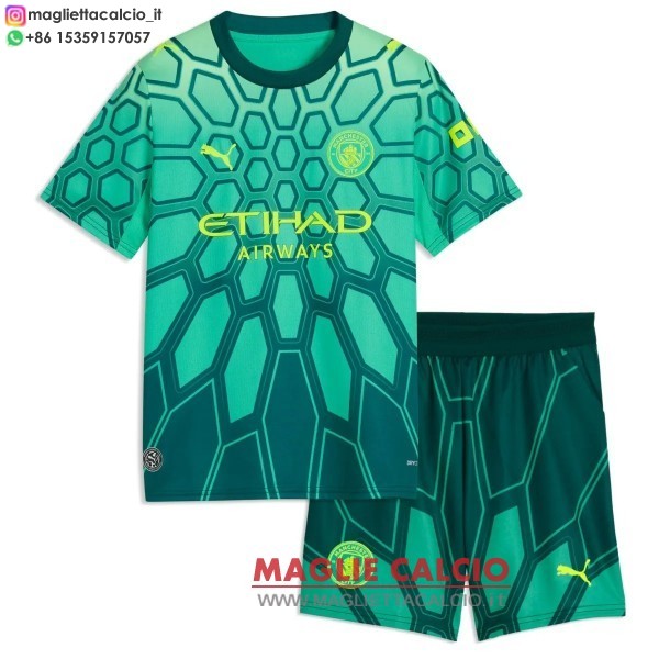 nuova portiere magliette manchester city set completo bambino 2026-2027 verde