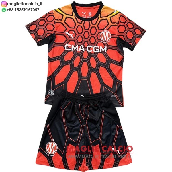 nuova portiere magliette marseille set completo bambino 2026-2027 arancione