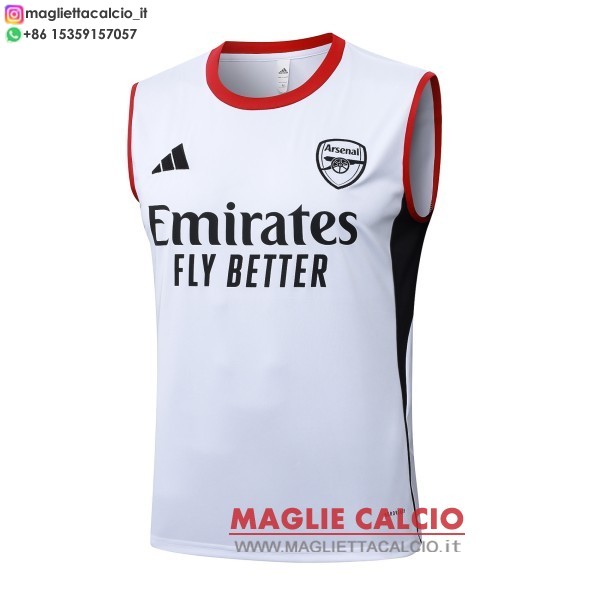 nuova formazione senza maniche divisione maglietta arsenal 2025-2026 bianco rosso