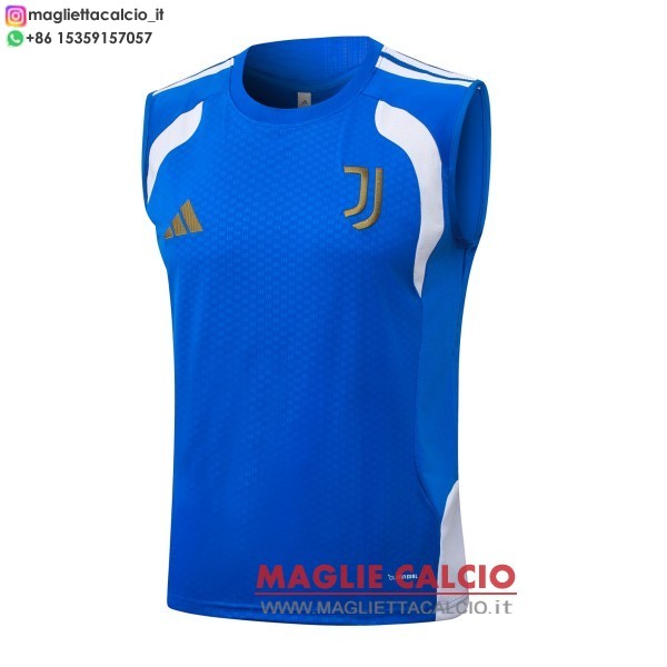 nuova senza maniche formazione magliette juventus 2026-2027 blu bianco