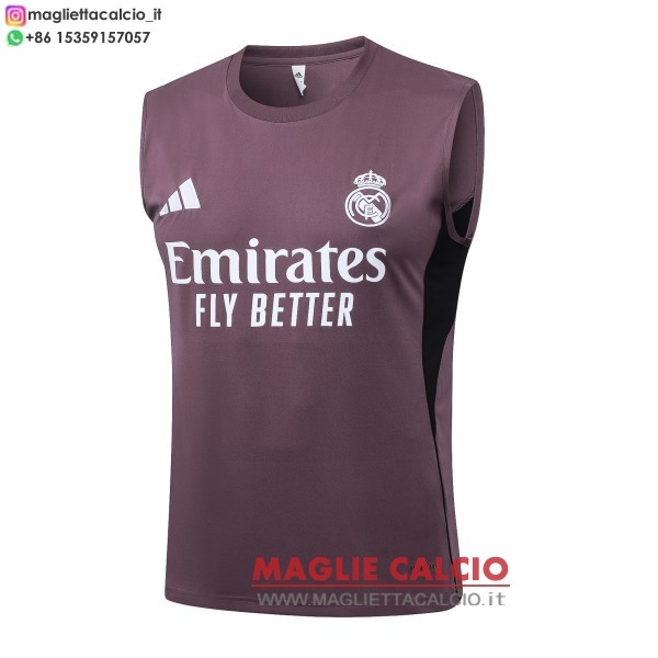 nuova formazione senza maniche divisione maglietta real madrid 2025-2026 purpureo bianco
