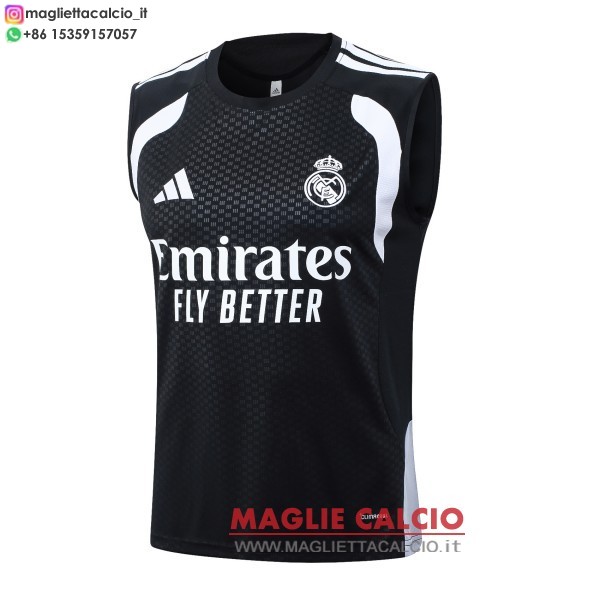 nuova formazione senza maniche divisione maglietta real madrid 2026-2027 nero bianco