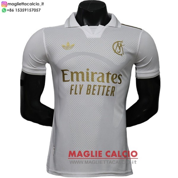 nuova speciale giocatori divisione magliette real madrid 2026-2027 bianco giallo