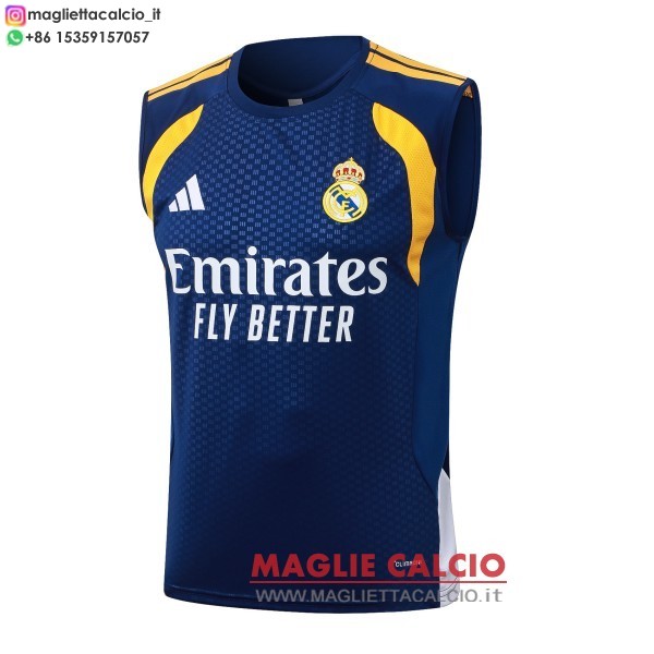 nuova formazione senza maniche divisione maglietta real madrid 2026-2027 blu navy giallo