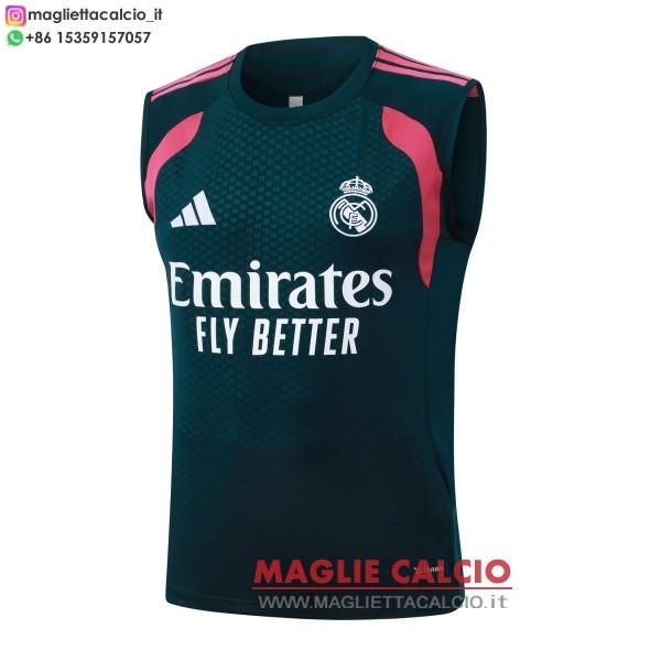 nuova formazione senza maniche divisione maglietta real madrid 2026-2027 verde navy rosa