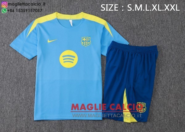nuova formazione divisione maglietta set completo barcelona 2025-2026 blu i giallo