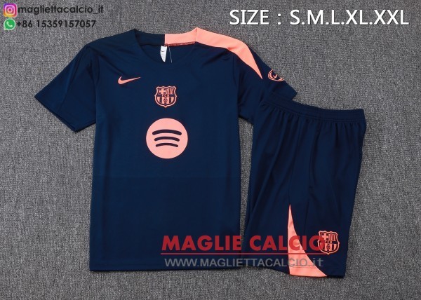 nuova formazione divisione maglietta set completo barcelona 2025-2026 blu navy rosa