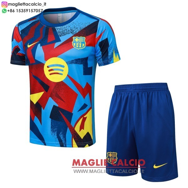nuova formazione divisione maglietta set completo barcelona 2025-2026 blu rosso giallo