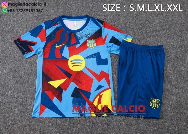 nuova formazione divisione maglietta set completo barcelona 2025-2026 blu rosso giallo