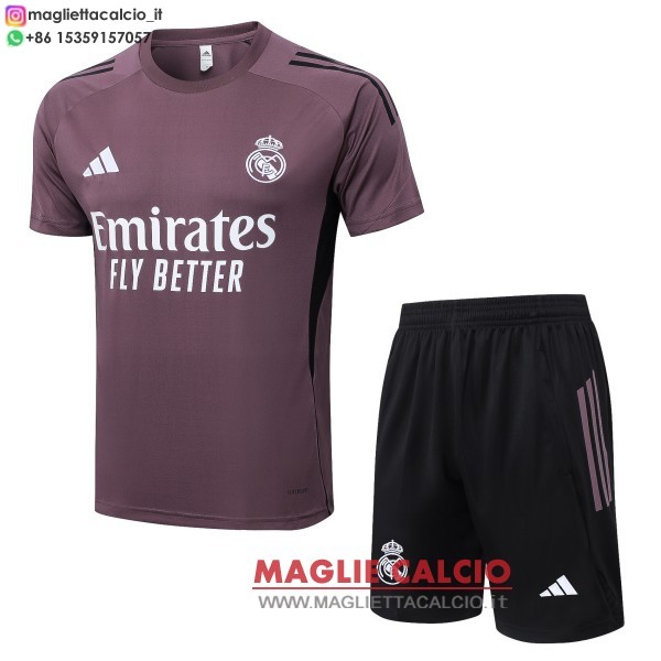 nuova formazione divisione maglietta set completo real madrid 2025-2026 purpureo bianco nero