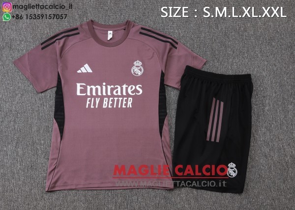 nuova formazione divisione maglietta set completo real madrid 2025-2026 purpureo bianco nero