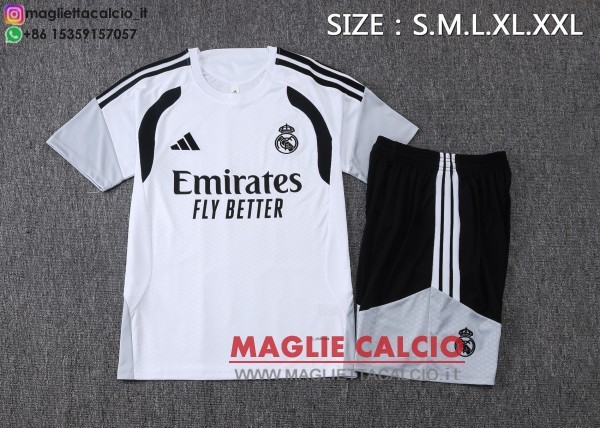 nuova formazione divisione maglietta set completo real madrid 2026-2027 bianco nero