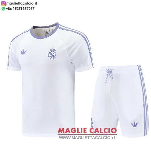 nuova formazione divisione maglietta set completo real madrid 2026-2027 bianco purpureo