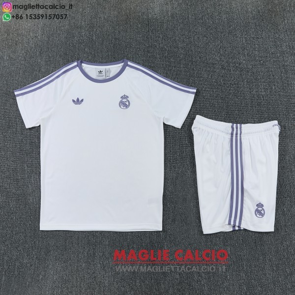 nuova formazione divisione maglietta set completo real madrid 2026-2027 bianco purpureo