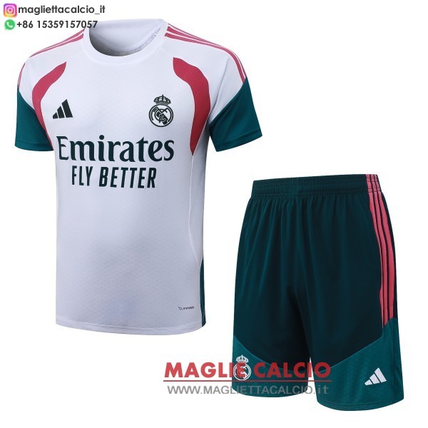 nuova formazione divisione maglietta set completo real madrid 2026-2027 bianco rosa verde