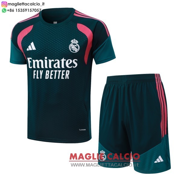nuova formazione divisione maglietta set completo real madrid 2026-2027 verde bianco i rosa