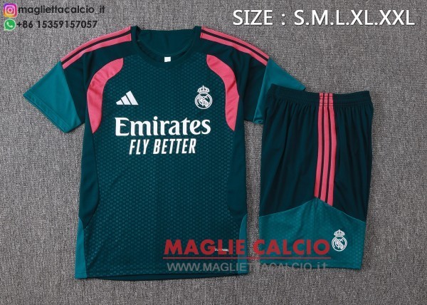 nuova formazione divisione maglietta set completo real madrid 2026-2027 verde bianco i rosa