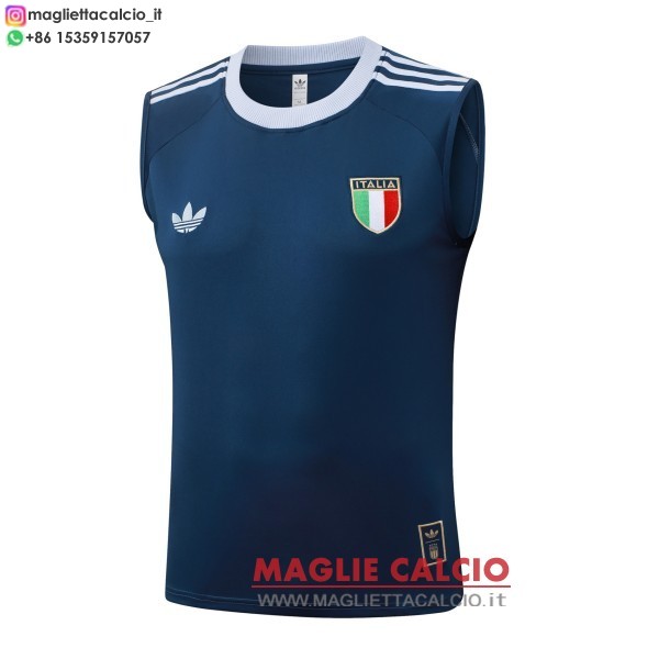 nuova formazione senza maniche divisione maglietta italia 2026 blu navy