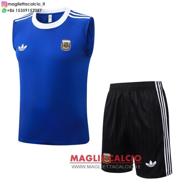 nuova formazione senza maniche divisione maglietta set completo argentina 2026 blu bianco nero