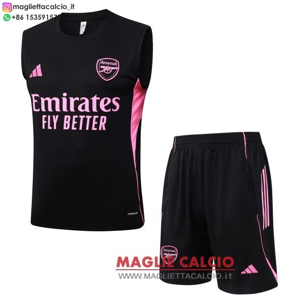 nuova formazione senza maniche divisione maglietta set completo arsenal 2025-2026 nero rosa