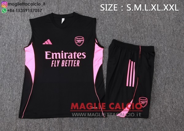 nuova formazione senza maniche divisione maglietta set completo arsenal 2025-2026 nero rosa