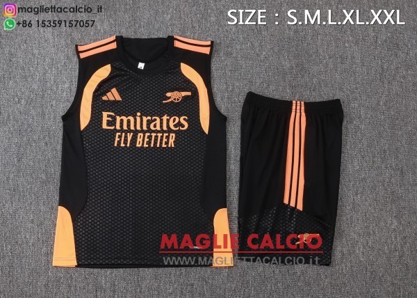 nuova formazione senza maniche divisione maglietta set completo arsenal 2026-2027 nero arancione