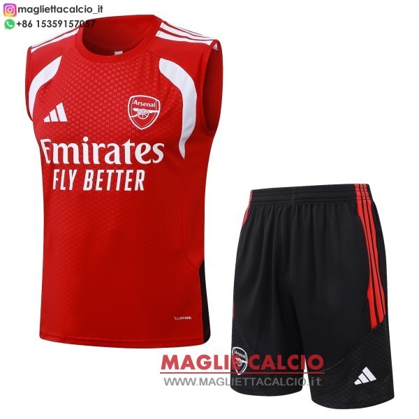 nuova formazione senza maniche divisione maglietta set completo arsenal 2026-2027 rosso bianco nero