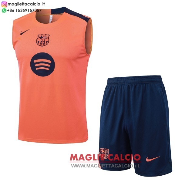 nuova formazione senza maniche divisione maglietta set completo barcelona 2025-2026 arancione blu