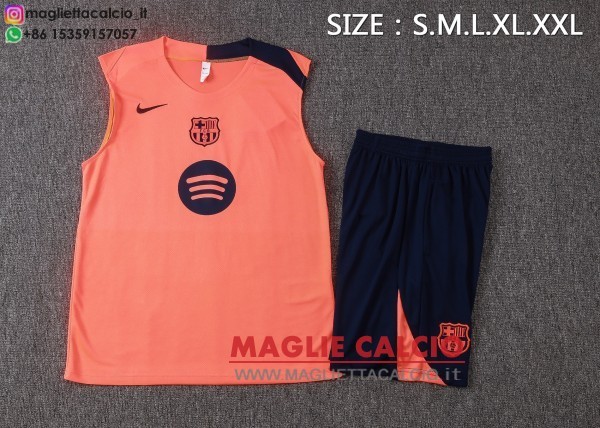 nuova formazione senza maniche divisione maglietta set completo barcelona 2025-2026 arancione blu