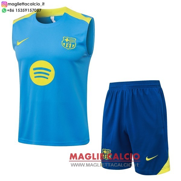 nuova formazione senza maniche divisione maglietta set completo barcelona 2025-2026 blu i giallo
