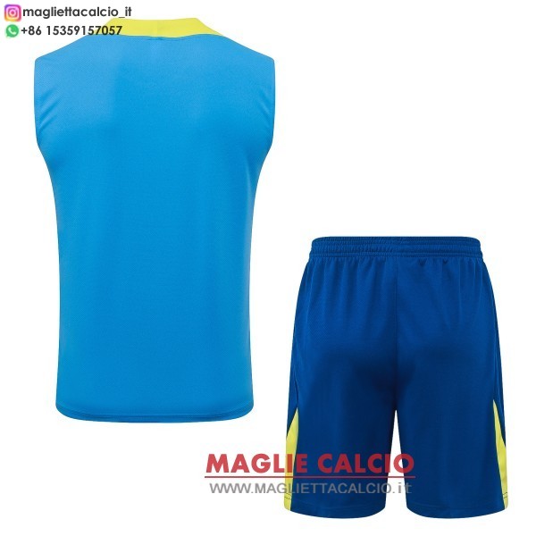 nuova formazione senza maniche divisione maglietta set completo barcelona 2025-2026 blu i giallo