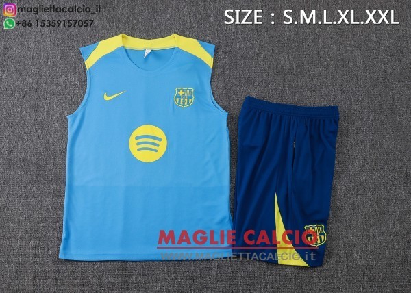 nuova formazione senza maniche divisione maglietta set completo barcelona 2025-2026 blu i giallo
