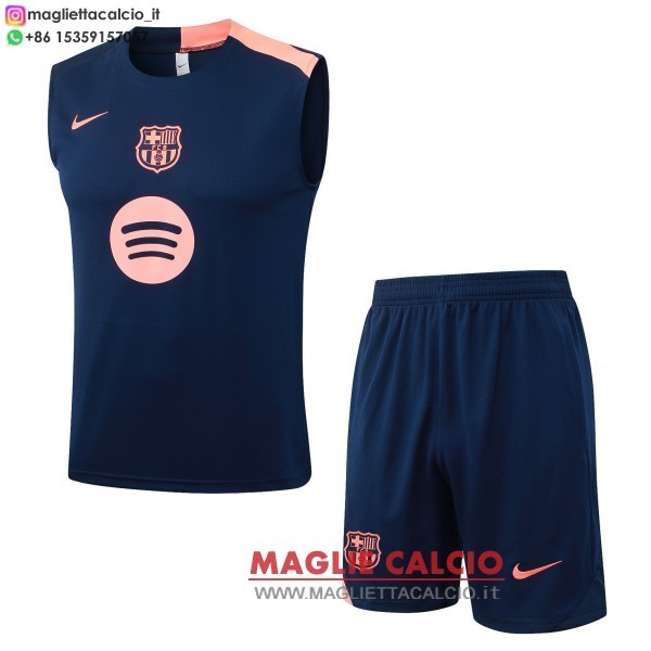 nuova formazione senza maniche divisione maglietta set completo barcelona 2025-2026 blu navy rosa