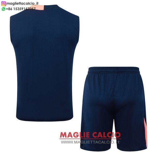 nuova formazione senza maniche divisione maglietta set completo barcelona 2025-2026 blu navy rosa