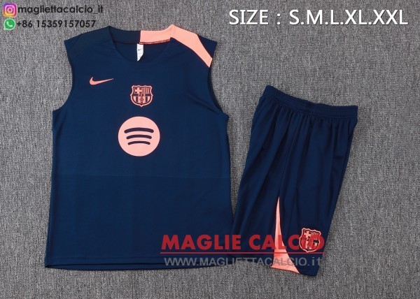 nuova formazione senza maniche divisione maglietta set completo barcelona 2025-2026 blu navy rosa