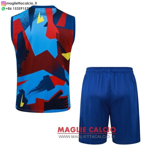 nuova formazione senza maniche divisione maglietta set completo barcelona 2025-2026 blu rosso giallo