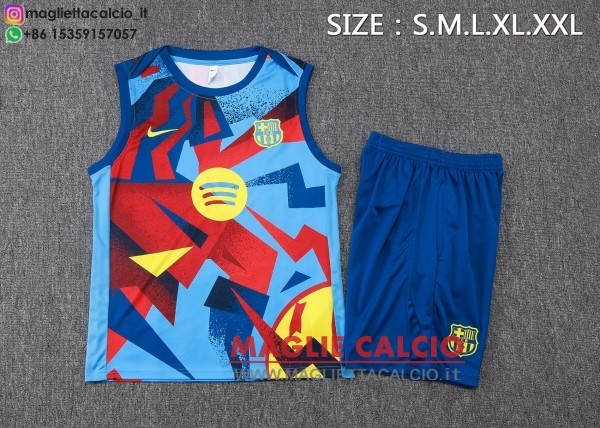 nuova formazione senza maniche divisione maglietta set completo barcelona 2025-2026 blu rosso giallo