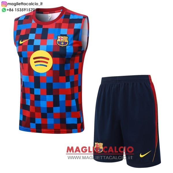 nuova formazione senza maniche divisione maglietta set completo barcelona 2026-2027 blu rosso giallo