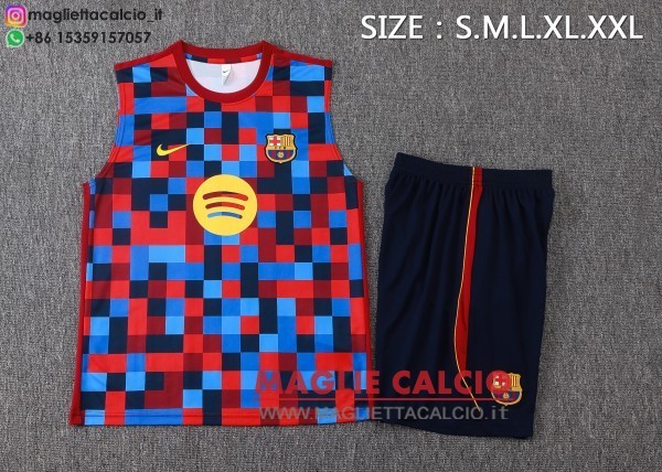 nuova formazione senza maniche divisione maglietta set completo barcelona 2026-2027 blu rosso giallo