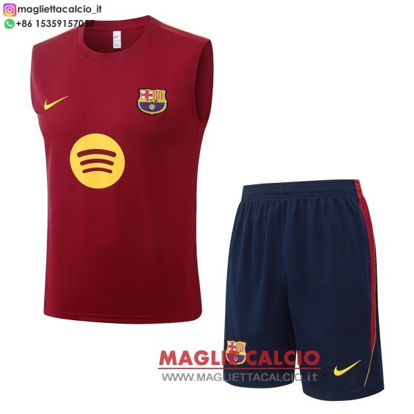nuova formazione senza maniche divisione maglietta set completo barcelona 2026-2027 borgogna giallo