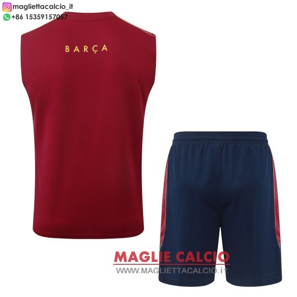 nuova formazione senza maniche divisione maglietta set completo barcelona 2026-2027 borgogna giallo