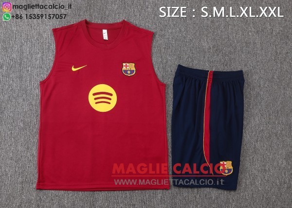 nuova formazione senza maniche divisione maglietta set completo barcelona 2026-2027 borgogna giallo