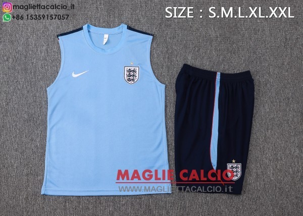 nuova formazione senza maniche divisione maglietta set completo inghilterra 2026 blu luce
