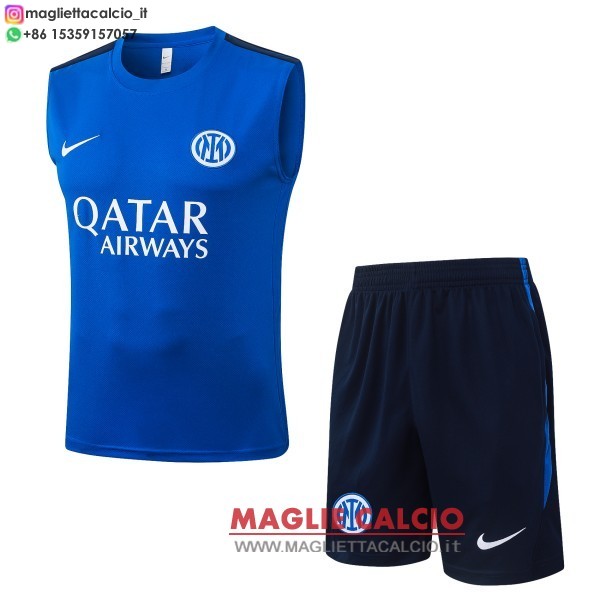 nuova formazione senza maniche divisione maglietta set completo inter milan 2026-2027 blu bianco