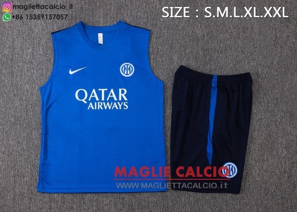 nuova formazione senza maniche divisione maglietta set completo inter milan 2026-2027 blu bianco