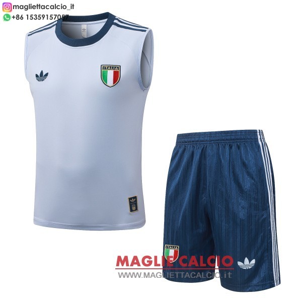 nuova formazione senza maniche divisione maglietta set completo italia 2026 blu luce