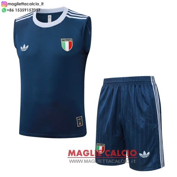 nuova formazione senza maniche divisione maglietta set completo italia 2026 blu navy