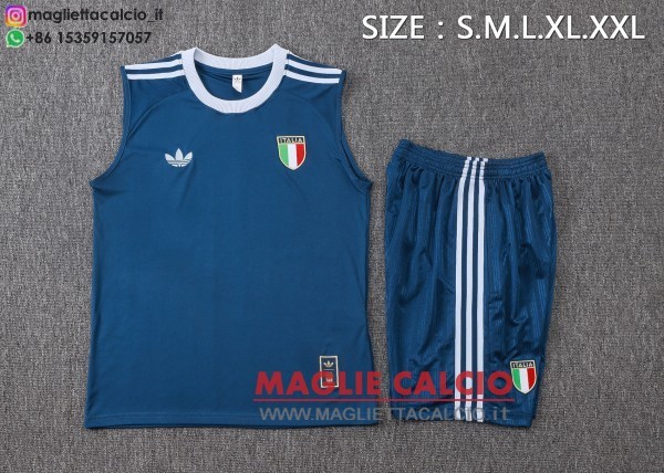 nuova formazione senza maniche divisione maglietta set completo italia 2026 blu navy