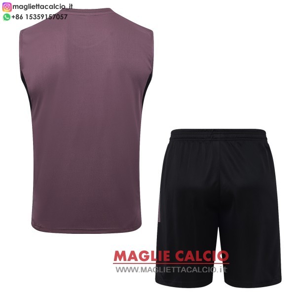 nuova formazione senza maniche divisione maglietta set completo real madrid 2025-2026 purpureo bianco nero