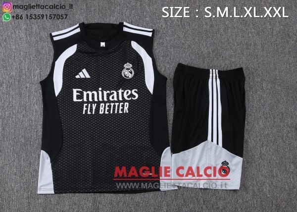 nuova formazione senza maniche divisione maglietta set completo real madrid 2026-2027 nero bianco